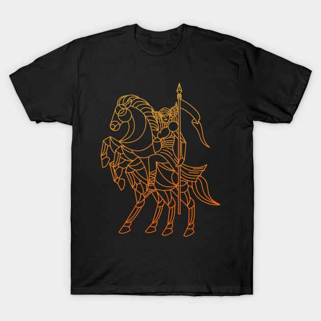 Valkyrie with sleipnir line art T-Shirt by Shankara